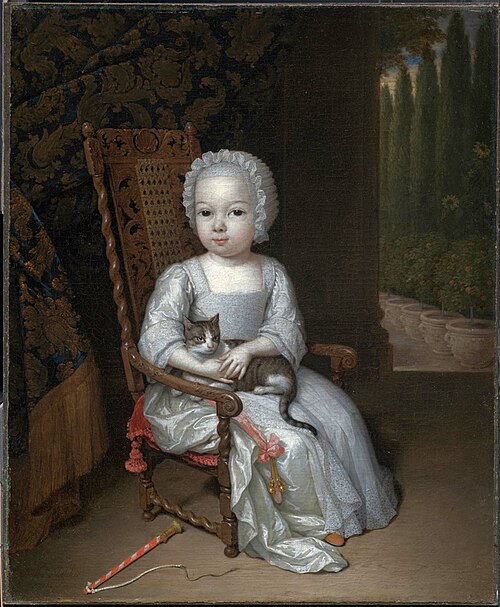Portrait of a Young Girl Holding a Cat, 1711, Constantijn Netscher