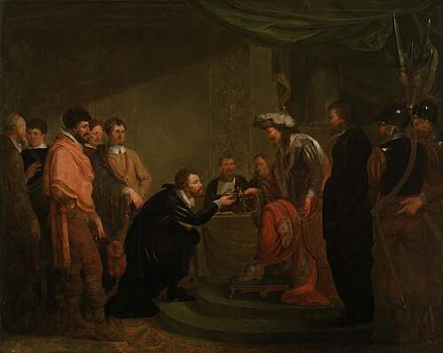 Peter Paul Rubens Accepting a Sword from Charles I of England, 1808, Constantinus Fidelio Coene