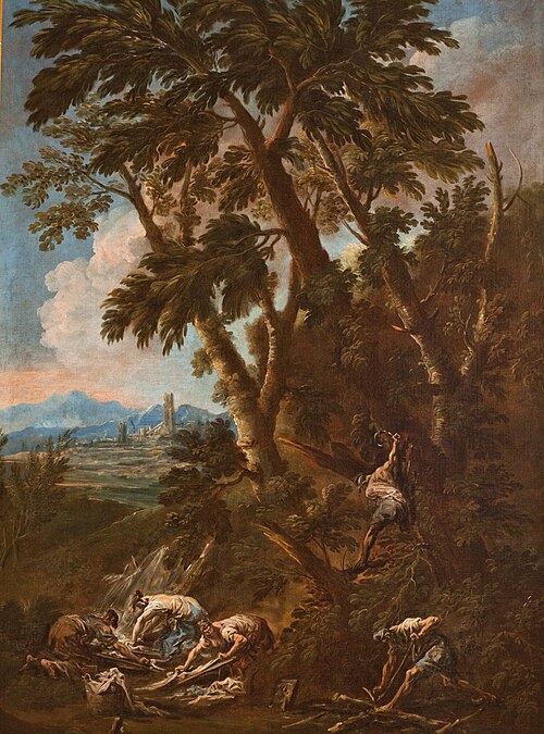 Blanchisseuses et bûcherons., 1713, Alessandro Magnasco