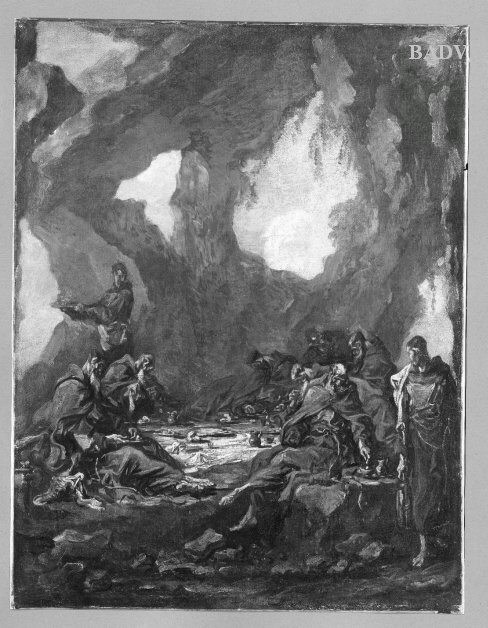 monks at meal in a grotto, 1700, Alessandro Magnasco