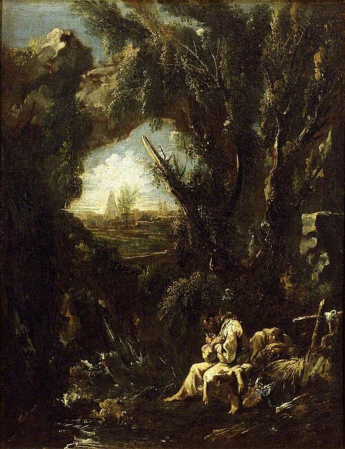 Landscape with two Hermits in meditation, 1705, Alessandro Magnasco
