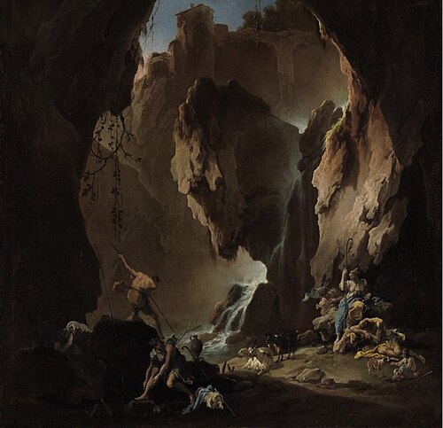 Shepherds in a grotto, 1700, Alessandro Magnasco
