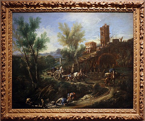 paesaggio con zingari e lavandaie, 1707, Alessandro Magnasco