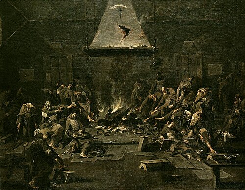 Mönche am Feuer, 1725, Alessandro Magnasco
