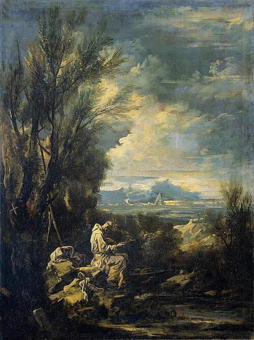 Landscape with Saint Bruno ?, 1750, Alessandro Magnasco