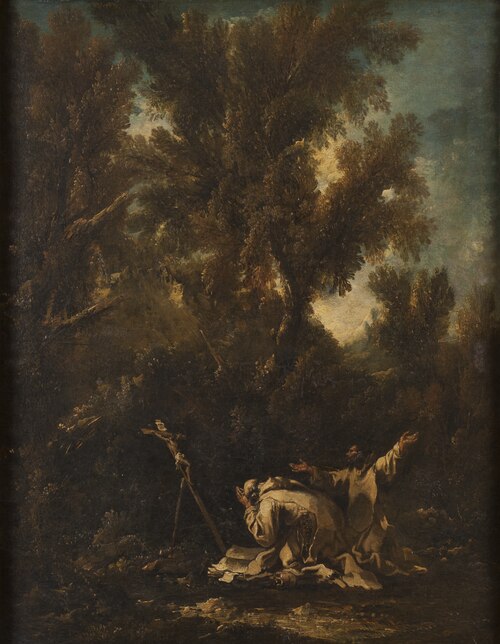 Landscape with two Repentant Monks, , Alessandro Magnasco
