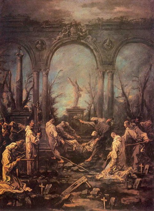 Enterrement du moine Kiev Khanenka, 1750, Alessandro Magnasco