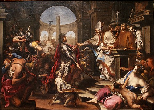 Theodosius Repulsed from the Church by Saint Ambrose, 1705, Alessandro Magnasco
