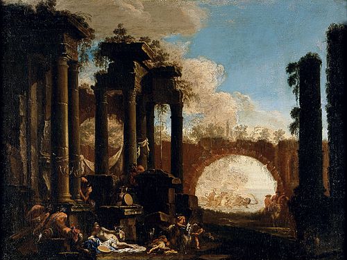 Personnages mythologiques parmi des ruines, 1690, Alessandro Magnasco