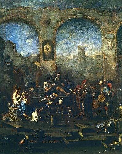 Wandering storytellers., 1710, Alessandro Magnasco