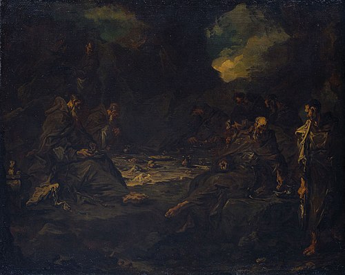 Mahl der Einsiedler in einer Höhle, 1735, Alessandro Magnasco