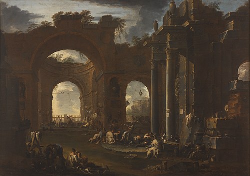 Arsenal in a Ruined Basilica, 1715, Alessandro Magnasco