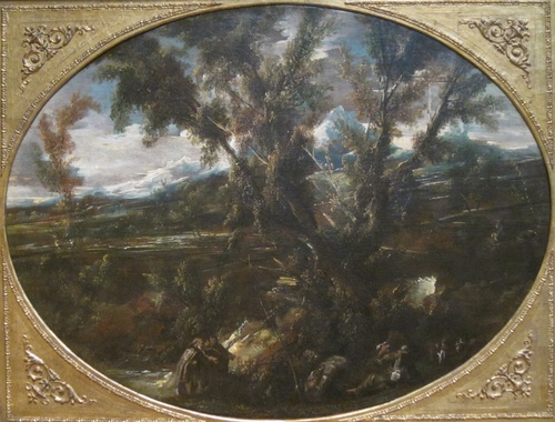 Wooded Landscape with Monks at a Fountain, 1710, Alessandro Magnasco