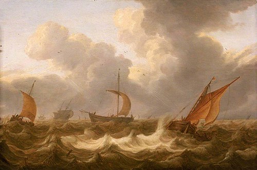Fishing Boats in a Choppy Sea, 1650, Cornelius Leonardsz. Stooter