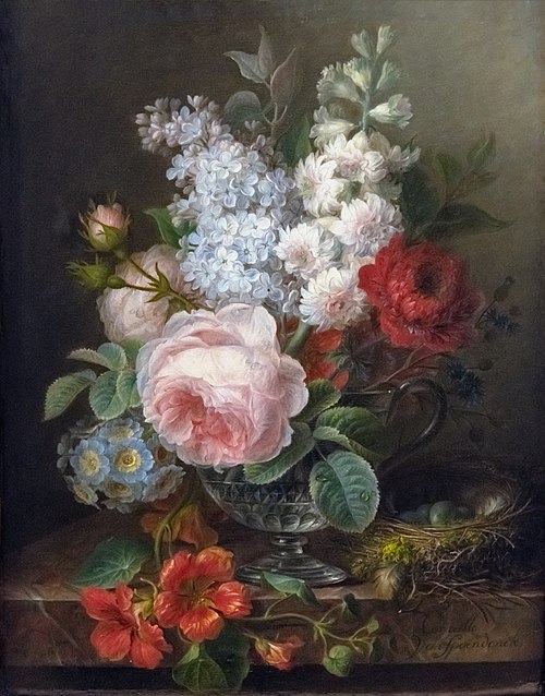 Vase de fleurs avec nid, 1787, Cornelis van Spaendonck