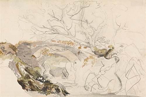 Bridge and Trees, 1810, Cornelius Varley