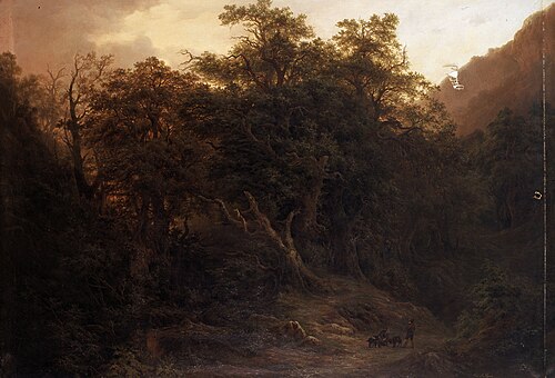 Vue forestière à Alife dans les Abruzzes (Italie), , Edouard De Vigne