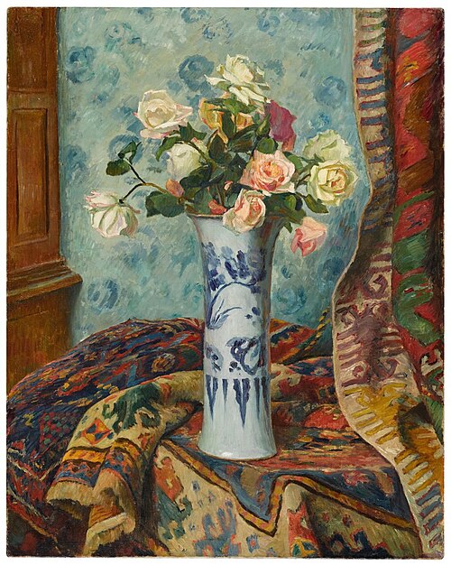Vase of Roses with Oriental Carpets, , George-Daniel de Monfreid