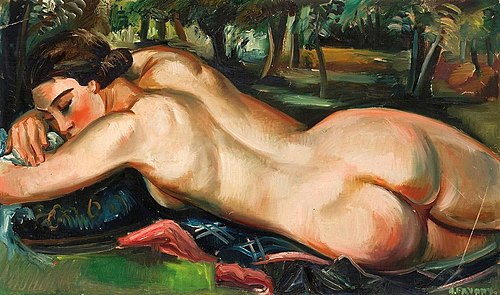 Femme nue couchée, vue de dos., 1920, André Favory