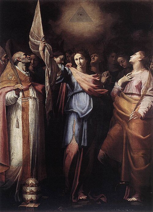St Ursula and Her Companions with Pope Ciriacus and St Catherine of Alexandria, 1608, Bartolomeo Cavarozzi