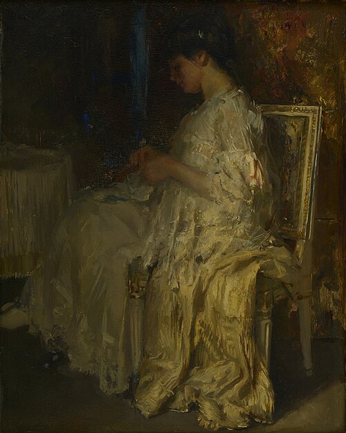 Mending clothes, 1910, Albert Roelofs