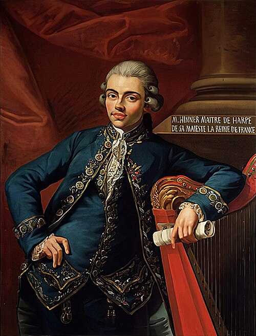 Portrait of German composer and harpist Philipp Joseph Hinner (1754-1805), 1779, Angelo Crescimbeni