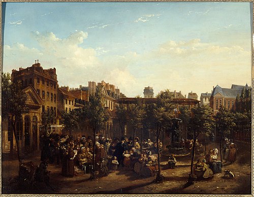 Edme Champion (1764-1852), dit "l'homme au petit manteau bleu", distribuant de la soupe et du pain s, 1834, Jean Baptiste Lecoeur