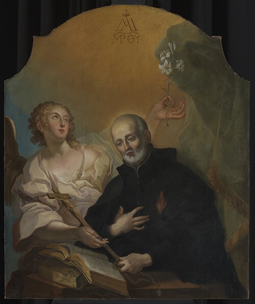 Der Heilige Joseph von Calasanza, meditierend, mit einem Engel, 1749, Heinrich Lihl