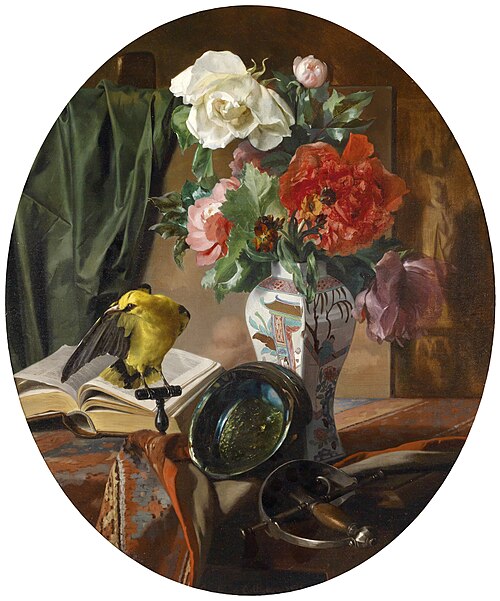 Stillleben mit Blumen in einer chinesischen Vase, 1852, Edmond Collignon