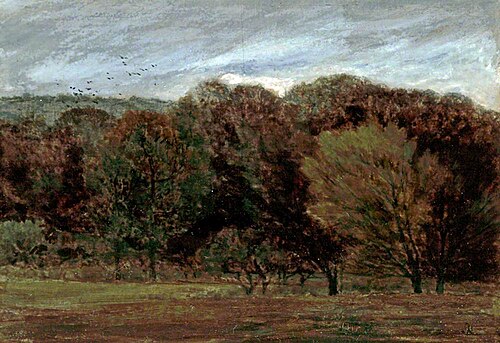 Edge of a Wood with a Flock of Birds Flying, , Daniel Alexander Williamson