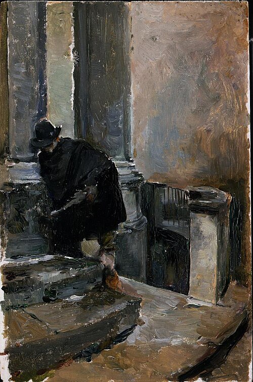 Sketch (Man with cape on steps), 1900, Emilio Sala Francés