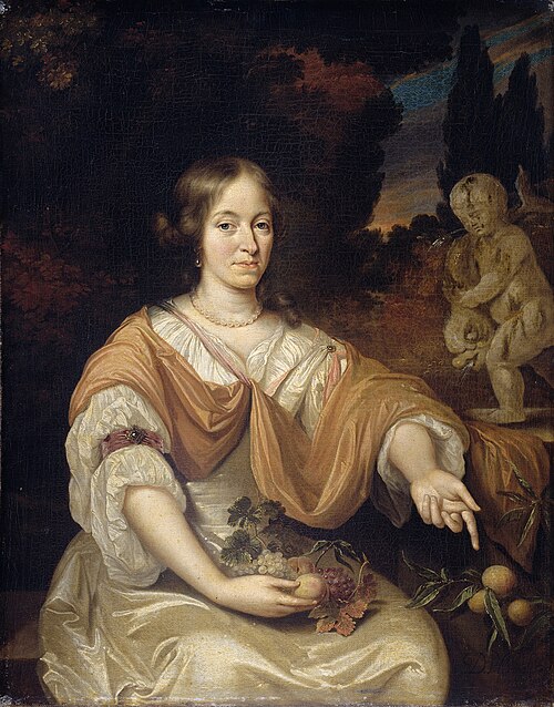 Portrait of Sara Pottey (1651-1705), wife of Johan van Bochoven, 1680, Daniel Haringh