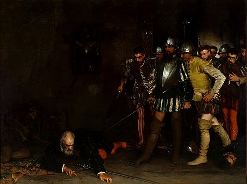 La muerte de Francisco Pizarro, 1877, Manuel Ramírez Ibáñez