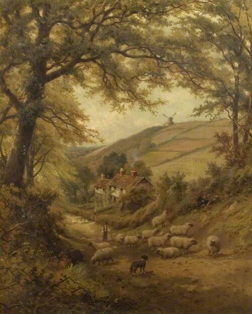 A Dog and a Flock of Sheep, , David Bates