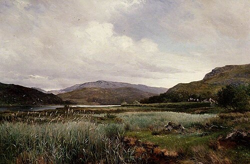 A River Landscape with Reeds, Arthog, 1893, David Bates