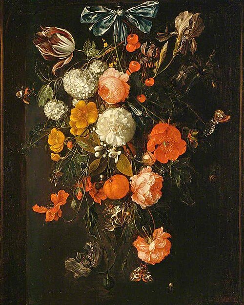 A festoon of flowers and fruit, , David Cornelisz de Heem