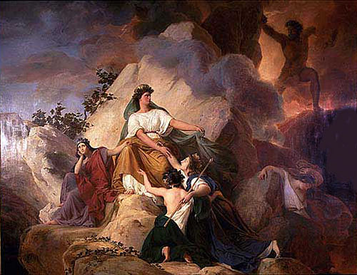 Cybèle protège contre le Vésuve les villes de Stabiae, Herculanum, Pompéi et Résina, 1832, François-Édouard Picot