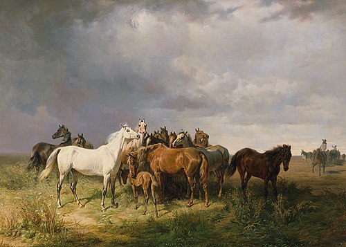 Pferde auf der Puszta, 1858, Franz Adam