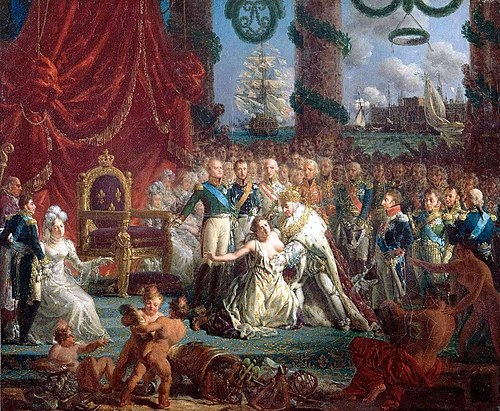 Allégorie du retour des Bourbons le 24 avril 1814 : Louis XVIII relevant la France de ses ruines., 1814, Louis-Philippe Crépin