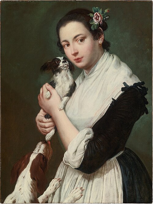Jeune femme avec deux chiens, 1750, Giacomo Ceruti