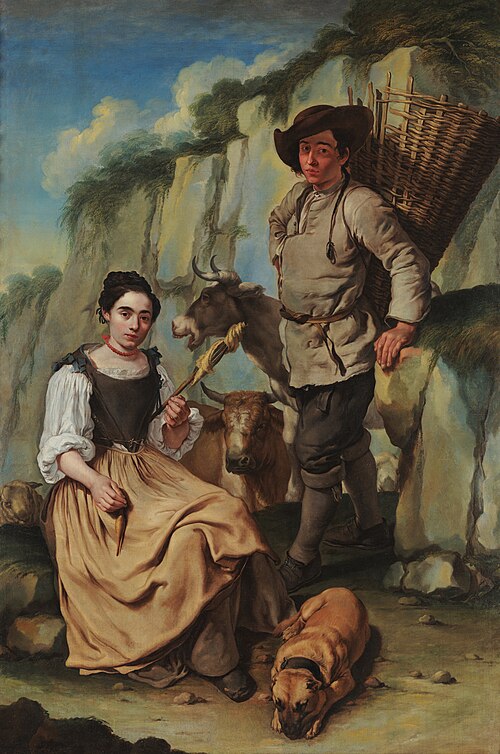 Spinner and farmer with a basket, 1765, Giacomo Ceruti