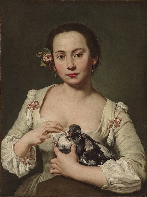 Young woman with a dove, 1737, Giacomo Ceruti