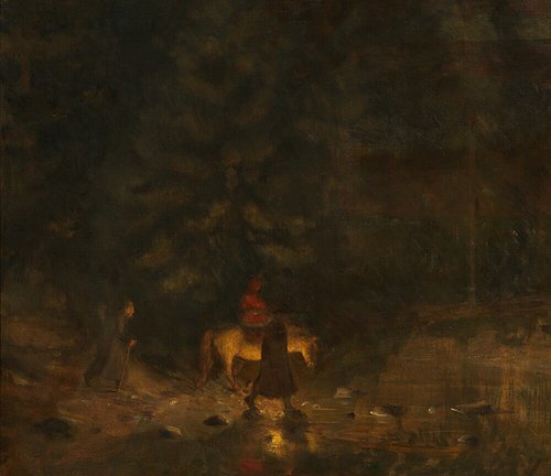 The Flight through the Forest, 1903, Erik Werenskiold