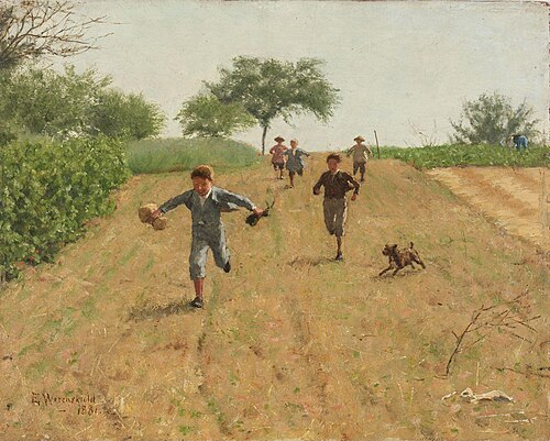 Skylarking, 1881, Erik Werenskiold
