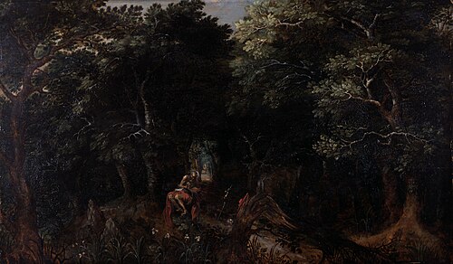 Saint Jérôme dans un paysage boisé, , Gillis van Coninxloo
