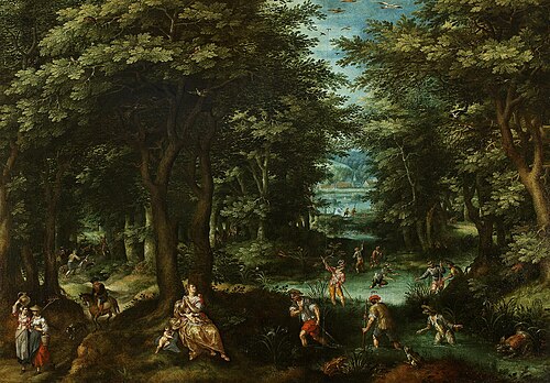 Landscape with a Scene from the Myth of Latona and the Lycian Peasants, 1550, Gillis van Coninxloo