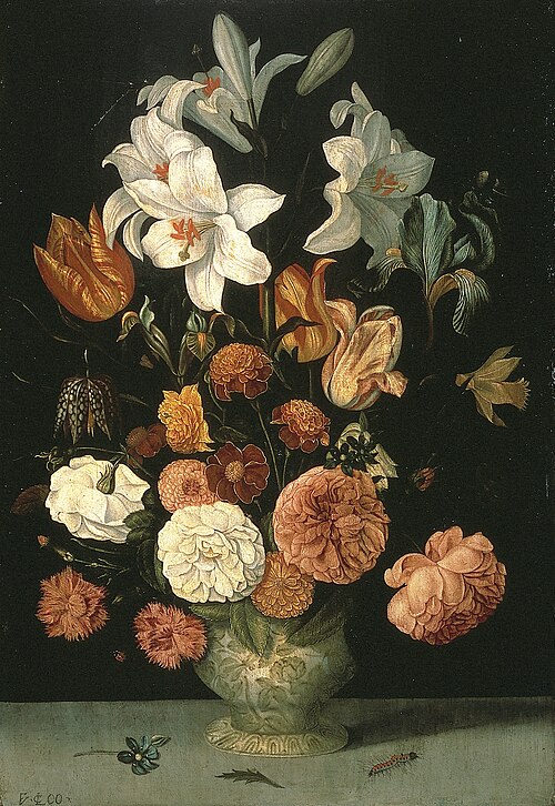 Flowers in a porcelain vase, 1610, Gillis van Coninxloo