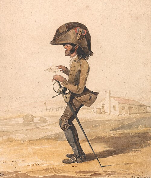 Caricature of a French military officer, 1812, Denis Dighton