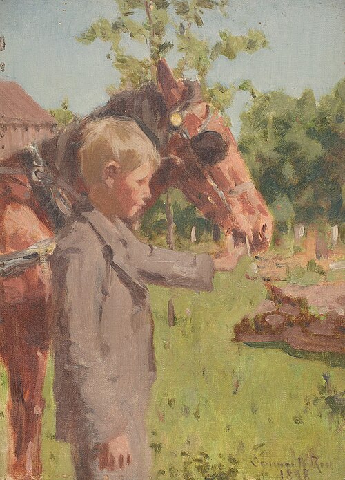 Profile Portrait of a Boy with a Horse, 1898, Denman Ross