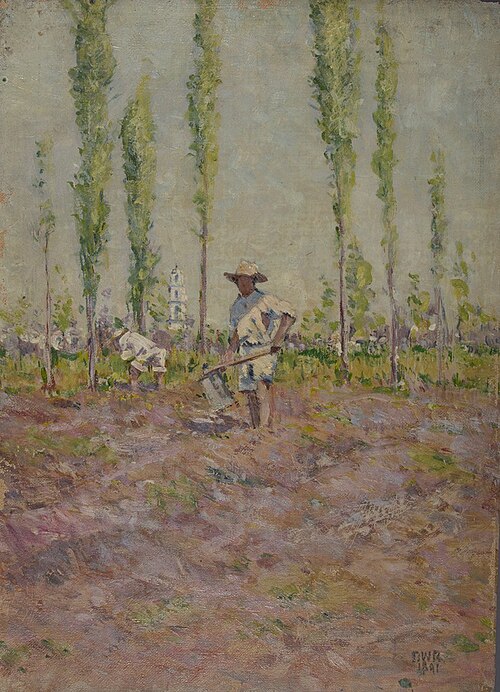 Landscape with Two Figures in a Field, 1891, Denman Ross